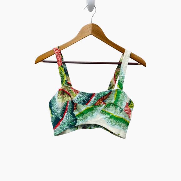 FARM Rio Tops - Farm Rio Linen Floral Crop Top Women’s Size‎ Medium